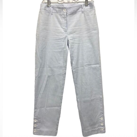Talbots perfect crop white&blue stripped pants 3 buttons at ankle length size 2‌ - Picture 1 of 6